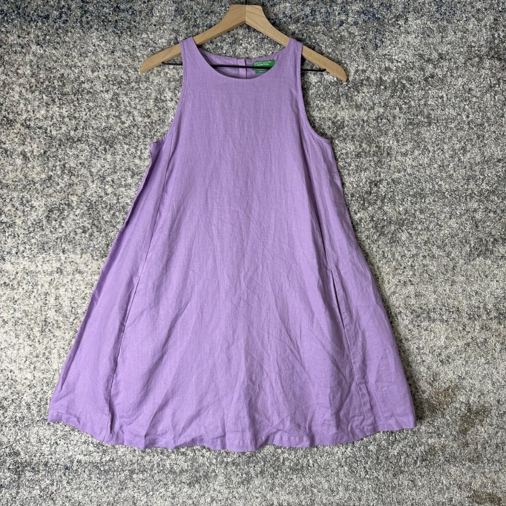 United Colors Of Benetton‎ Dress Womens XS Purple Linen Sleeveless A Line Summer